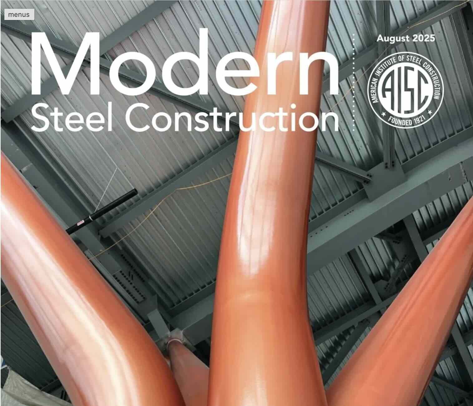 The cover of Modern Steel Construction's August 2025 Issue
