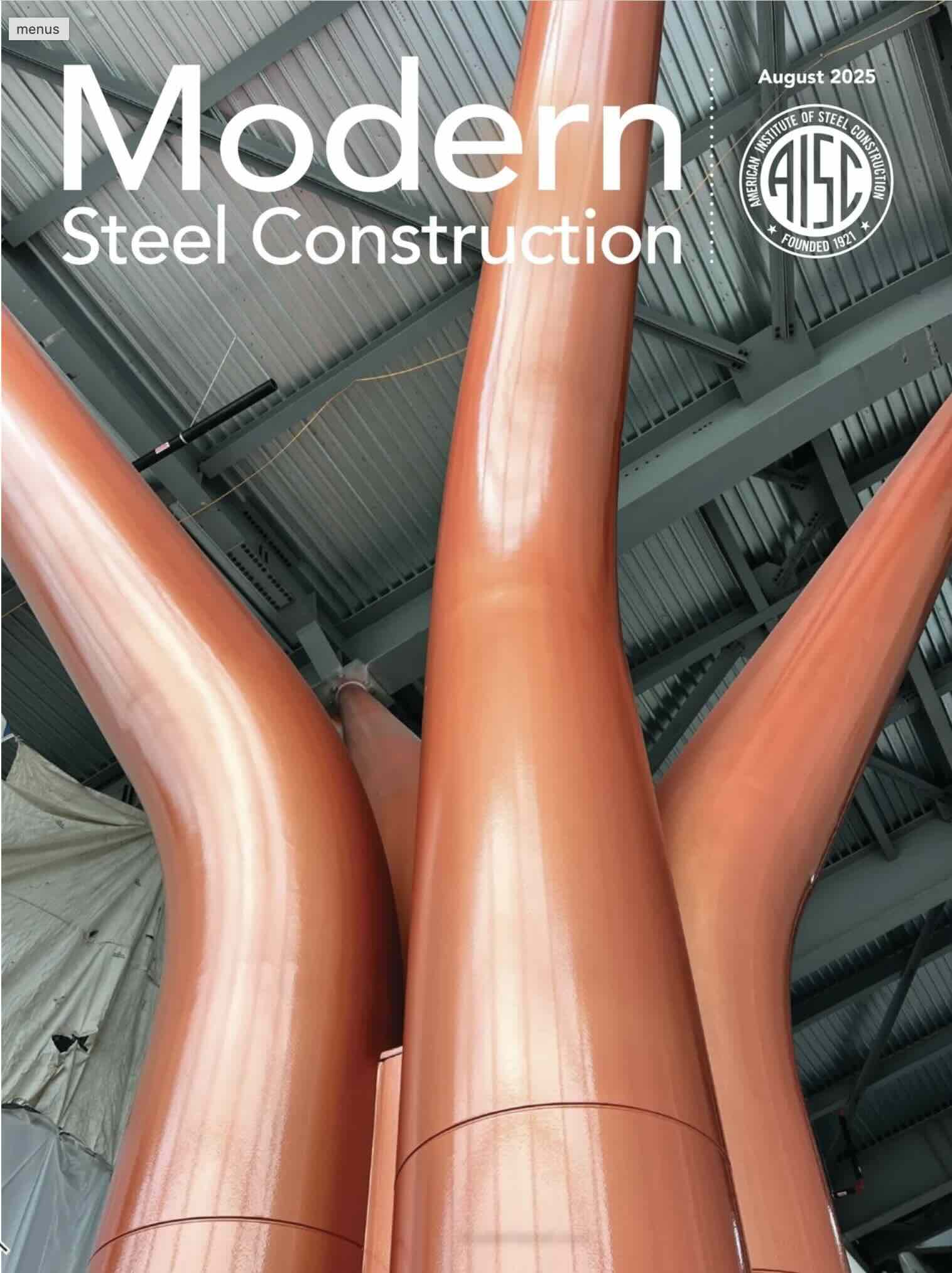The cover of Modern Steel Construction's August 2025 Issue